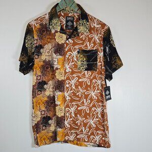 Super Massive Men's Floral Boho Rayon Button-up Top, Sz Small, NWT